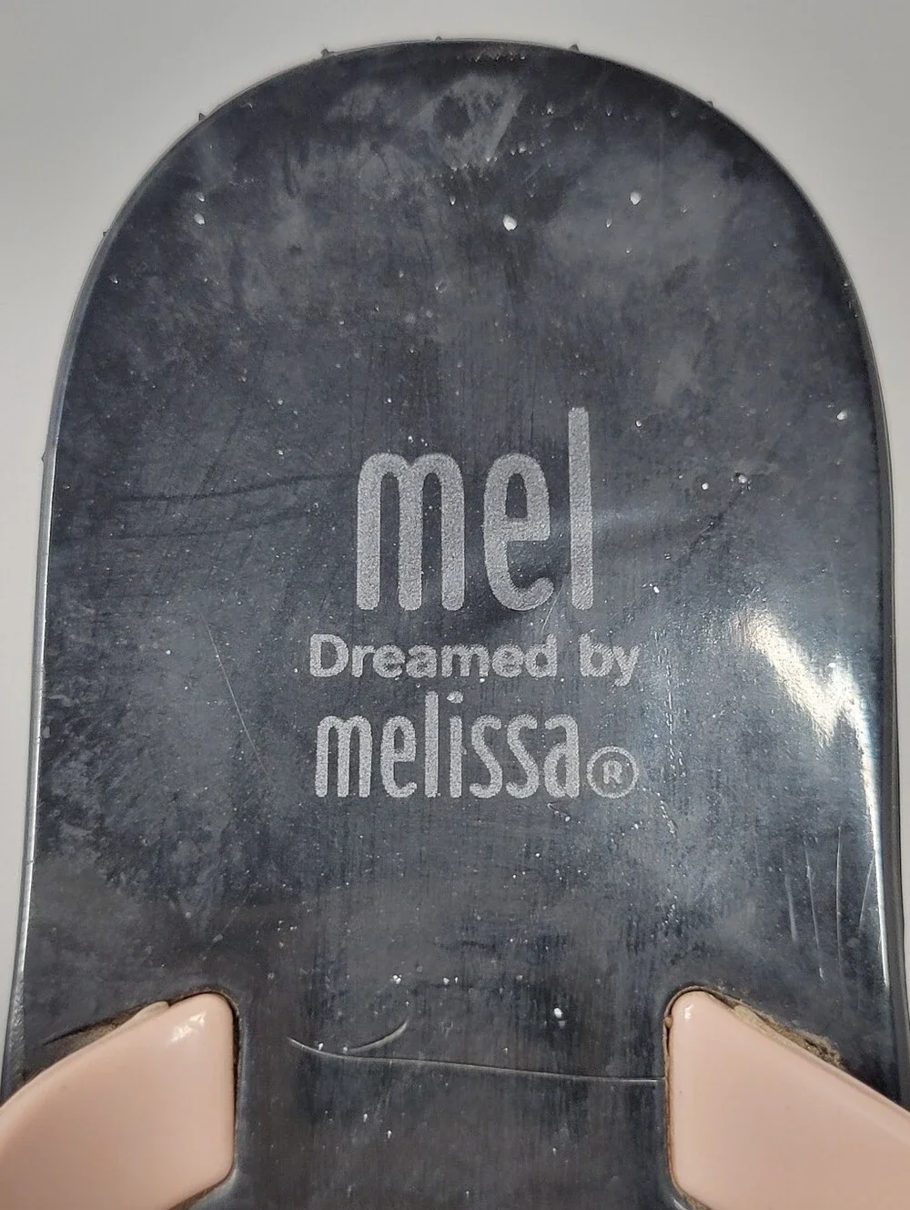 Mini Mel Dreamed by Melissa Black Blush Pink Bow Flip Flop Sandals Girl Size 1